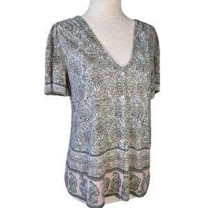 Lucky Brand V-neck Short Sleeve Top Sz S